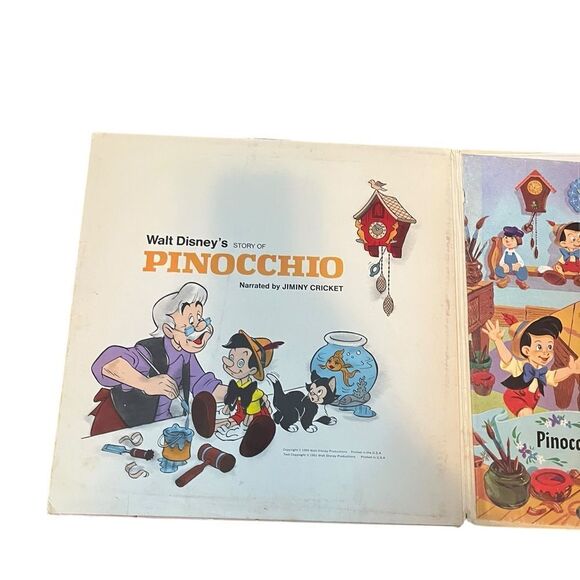 VINTAGE DISNEY PINOCCHIO VINYL RECORD LP 12” JIMINY CRICKET STORY & SONGS 1960’S - Picture 4 of 7